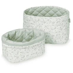 Cam Cam Copenhagen Cam Cam® COPENHAGEN Gesteppte Aufbewahrungskörbe 2er Set Green Leaves
