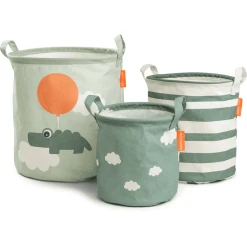 Done By Deer™ Aufbewahrungskorb Set 3-teilig Happy Clouds Grün