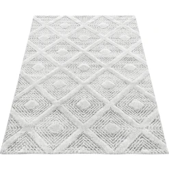 Giancasa 3D Rauten Wohnzimmer Kurzflorteppich Flachflorteppich 4707 Grey -Bieco-Shop giancasa 3d rauten wohnzimmer kurzflorteppich flachflorteppich 4707 grey a366377 1