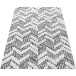 Giancasa Designteppich Zickzackmuster Wohnzimmer Flachflorteppich 3D 4705 Grey -Bieco-Shop giancasa designteppich zickzackmuster wohnzimmer flachflorteppich 3d 4705 grey a366375 7
