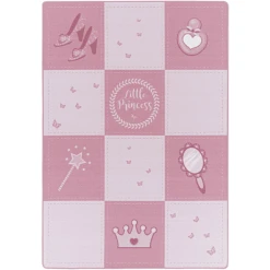 Giancasa Mädchenteppich Prinzessinnenteppich Prinzessin Kurzflorteppich Rosa 2905 Pink