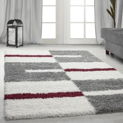 Giancasa Shaggy Hochflorteppich Gestreift Langflor Wohnzimmer 2505 RED -Bieco-Shop giancasa shaggy hochflorteppich gestreift langflor wohnzimmer 2505 red a366122 6