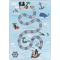 Giancasa Spielteppich Kinderteppich Kinderzimmer Kurzflorteppich Piraten 2908 Blue