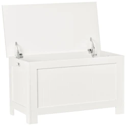 HOMCOM Holzkiste Mit Klappbarem Deckel Weiß