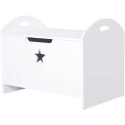 HOMCOM Kinder Spielzeugtruhe Weiß