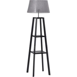 HOMCOM Stehlampe Mit 3 Ablagen Schwarz