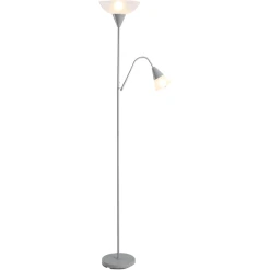 HOMCOM Stehlampe Mit Verstellbarem Leselicht Silber, Weiß