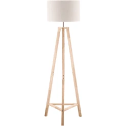 HOMCOM Stehleuchte Mit Zylinder Lampenschirm Creme