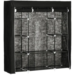 HOMCOM Stoffschrank Mit Abdeckung Schwarz