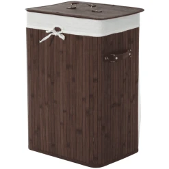 HOMCOM Wäschekorb Mit 2 Tragegriffen Braun