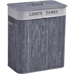 HOMCOM Wäschekorb Mit 2 Tragegriffen Grau