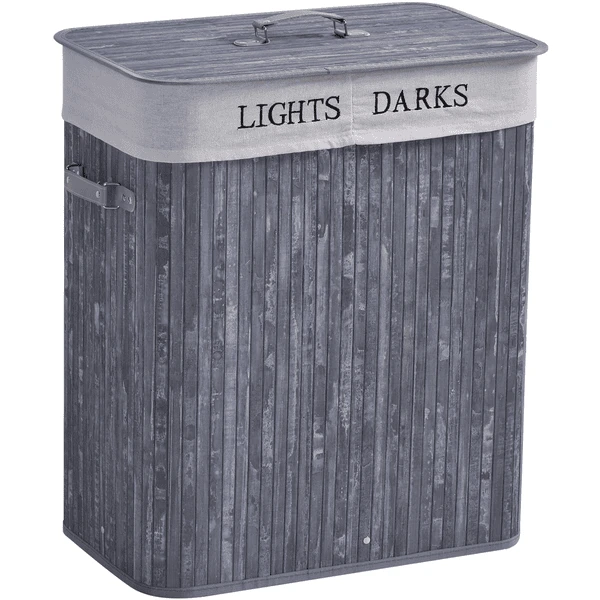 HOMCOM Wäschekorb Mit 2 Tragegriffen Grau 3 HOMCOM Wäschekorb Mit 2 Tragegriffen Grau