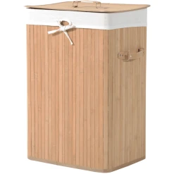 HOMCOM Wäschekorb Mit 2 Tragegriffen Natur