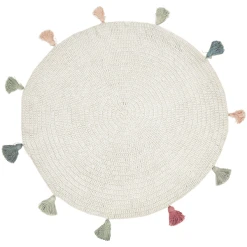 LIVONE Kinderteppich FRINGES Natur/multi 133 Cm Rund