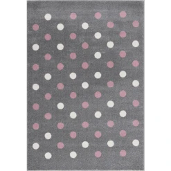 LIVONE Kinderteppich Happy Rugs BUBBLES Grau Rosa 100 X 160 Cm