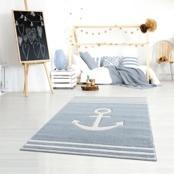 LIVONE Kinderteppich Kids Love Rugs Anker Blau/weiß -Bieco-Shop livone kinderteppich kids love rugs anker blau weiss a410827 4