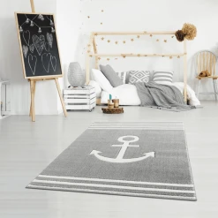 LIVONE Kinderteppich Kids Love Rugs Anker Silbergrau/weiß -Bieco-Shop livone kinderteppich kids love rugs anker silbergrau weiss a410826 5