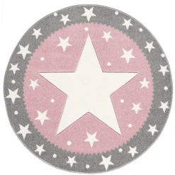 LIVONE Kinderteppich Kids Love Rugs FANCY Silbergrau/rosa 100cm Rund