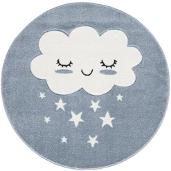 LIVONE Kinderteppich Kids Love Rugs WOLKE Rund Balu/weiss