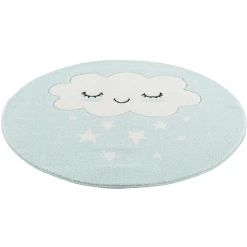 LIVONE Kinderteppich Kids Love Rugs WOLKE Rund Mint/weiss -Bieco-Shop livone kinderteppich kids love rugs wolke rund mint weiss a410835 1