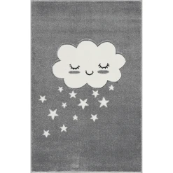 LIVONE Kinderteppich Kids Love Rugs WOLKE Silbergrau/weiss