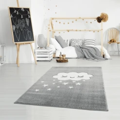 LIVONE Kinderteppich Kids Love Rugs WOLKE Silbergrau/weiss -Bieco-Shop livone kinderteppich kids love rugs wolke silbergrau weiss a410816 5
