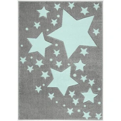 LIVONE Spiel- Und Kinderteppich Kids Love Rugs Starline Silbergrau/mint 100 X 150 Cm