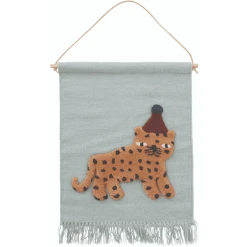 OYOY Wandteppich Leopard Taubenblau