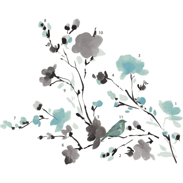 Roommates Room Mates Blüten & Vogel Wasserfarbe Mehrfarbig 3 Roommates Room Mates Blüten & Vogel Wasserfarbe Mehrfarbig