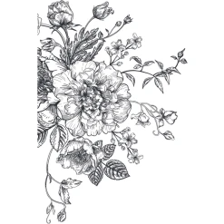 Roommates Room Mates Pfingstrosen Schwarz/weiß Mehrfarbig