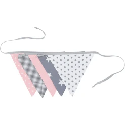 Ullenboom Wimpelkette & Stoffgirlande 190 Cm (5 Wimpel) Rosa Grau